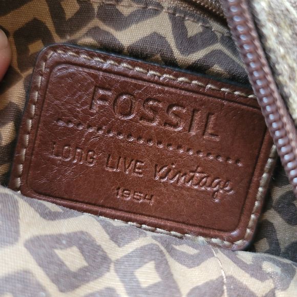 Fossil Handbag Mixed Media Boho Print Canvas Crossbody Bag Strap - Picture 3 of 15